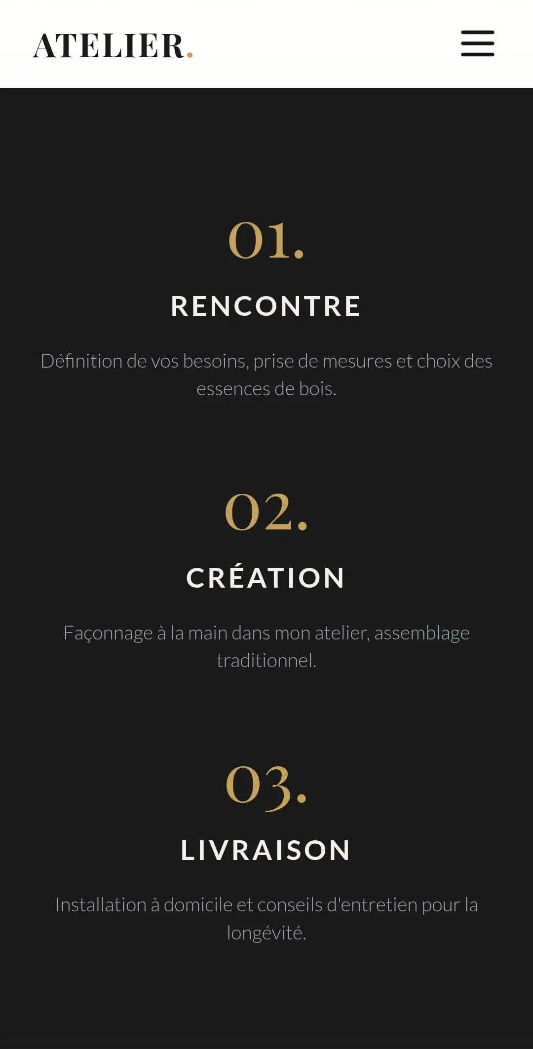 les différentes étape pour une création version mobile